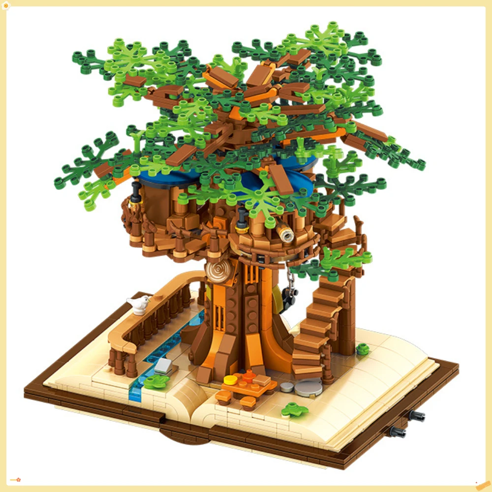 

My Building Block World Series Tree House Building Blocks Book Scene Ornaments Puzzle Assembly Toy Birthday Children's Day Gift