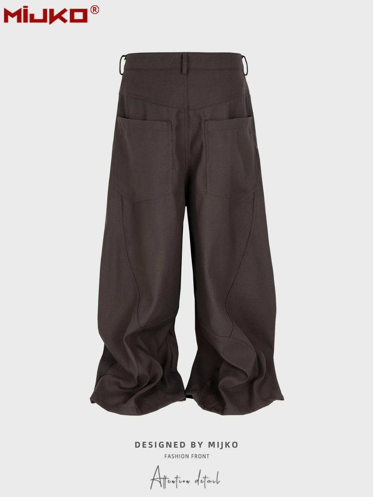 MIJKO สีดําสีน้ําตาลกางเกง Vintage Cut Rivets Silhouette Draped Machete กางเกง 2025 ชายอเมริกันสบายๆกางเกงขากว้าง