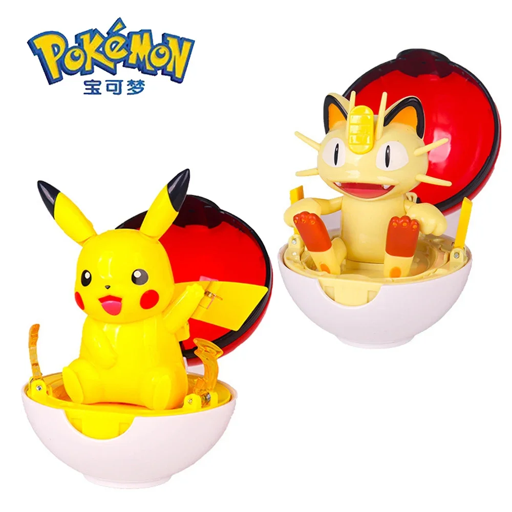 

Pokemon Anime Transformable Ball Toy Action Figure Cartoon Cute Pikachu Meowth Gengar Lapras Model Toy Ornaments Children Gifts