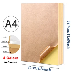 10/20/50/100PCS A4 White/Kraft Printable Sticker Self Adhesive Label Matte Glossy Paper Sheet for Laser Inkjet Printer Copier