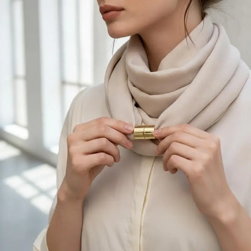 French Style Solid Color Neck Scarf Minimalist No-Tie Silk Scarf Elegant Versatile Commute Neckerchief For Women