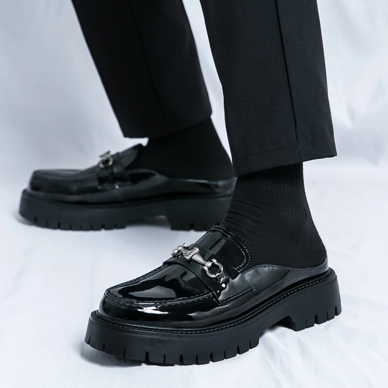 

Leisure and Business Half Slippers Trendy brand men's style Fashion Party Nightclub Daily adult shoes New hot selling Black