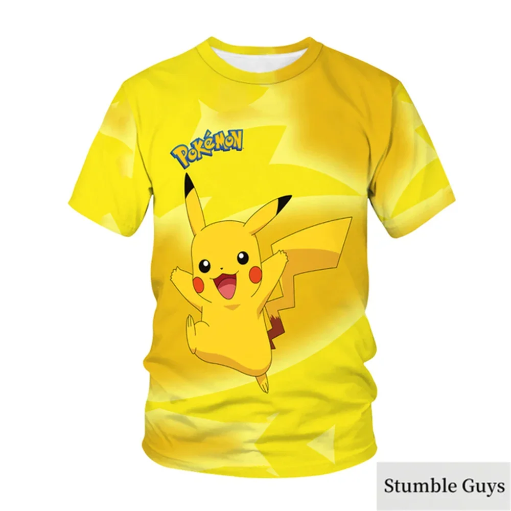 

Fashion Lovely Pokemon T Shirt Anime Pikachu Boy Girl T-Shirts Pikachu Boy O-neck Cotton Short Sleeve Men Women Tees Top