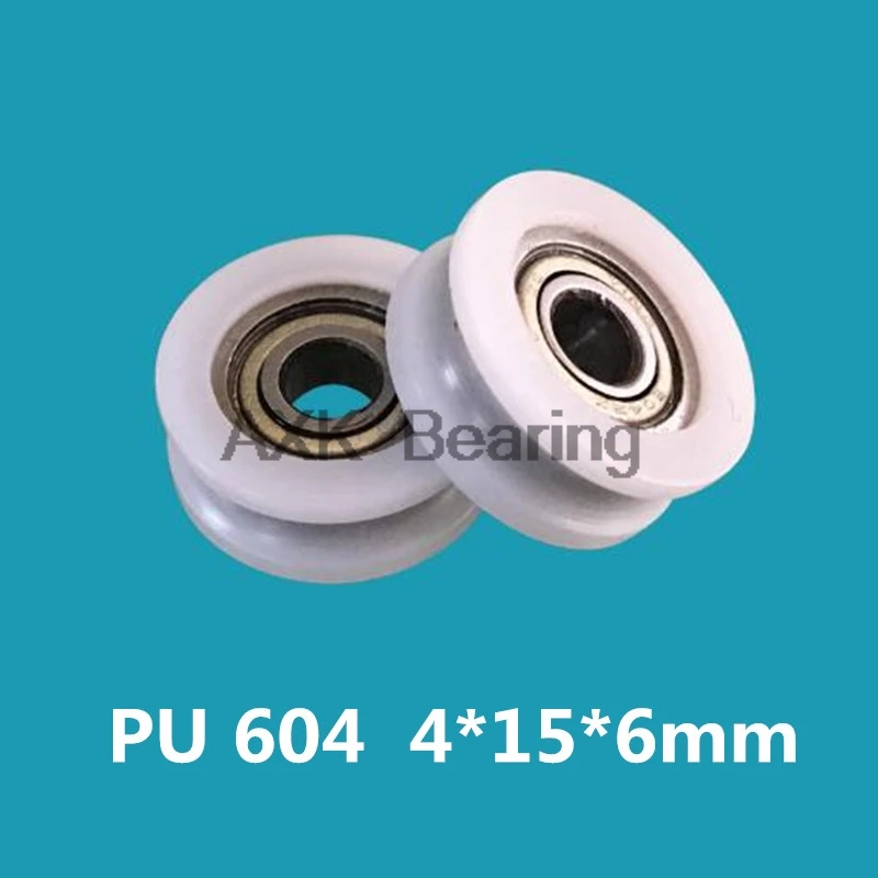 

With U groove wrapped plastic nylon bearings embedded 604ZZ diameter 4mm 4*15*6U H groove pulley