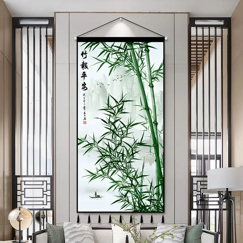 Chinese Style Bamboo Scroll Wall Paintings Home Office Decoration Wall Art Hanging Tapestry Room Decor Aesthetic Poster