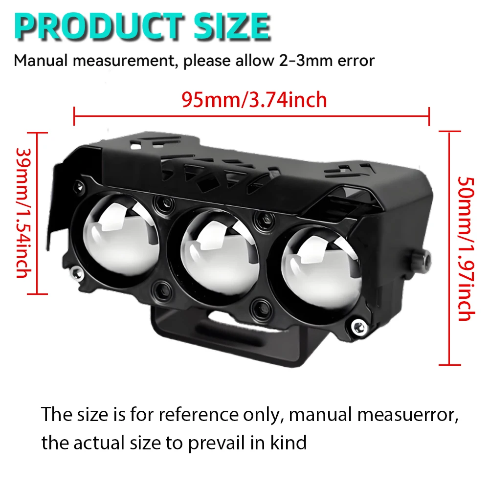 LED Motorcycle Spotlight Work Lamps Dual Color Hi/Low Beam Fog Light For Cars, SUVs, UTVs, Trucks, 12V, Mini Lens, Driving Light image 3