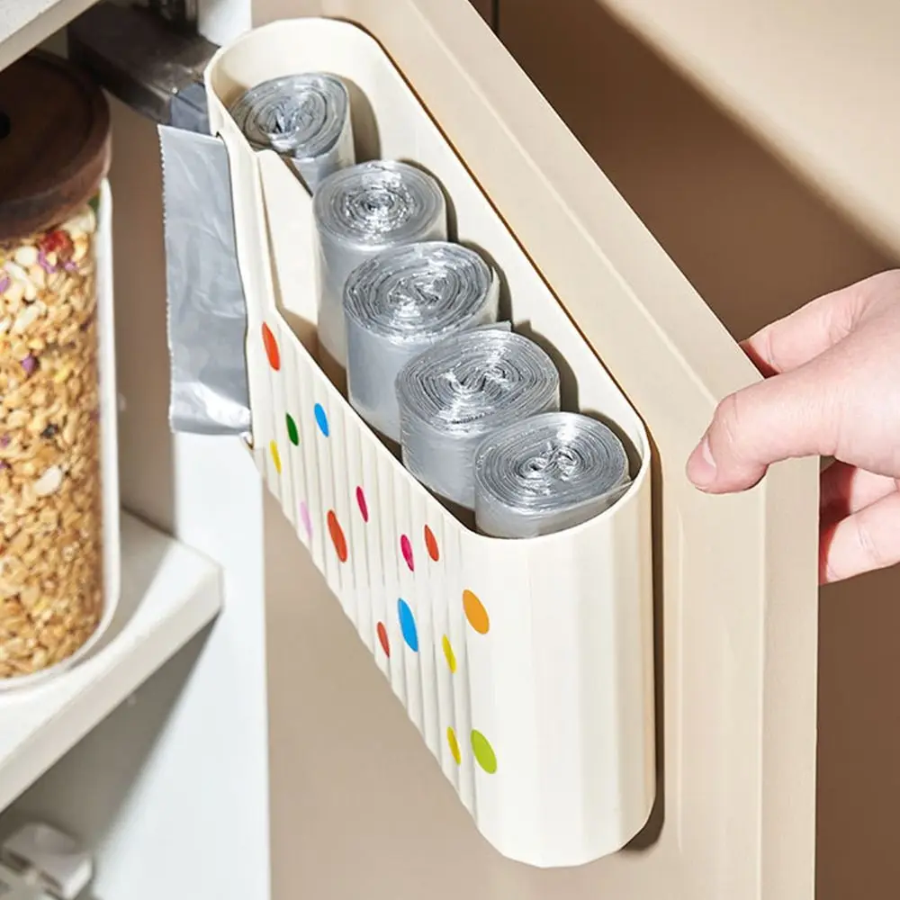 

Wall Mounted Trash Bag Holder Household Hanging Garbage Bag Dispenser Punch-Free Plastic Waste Bag Storage Box