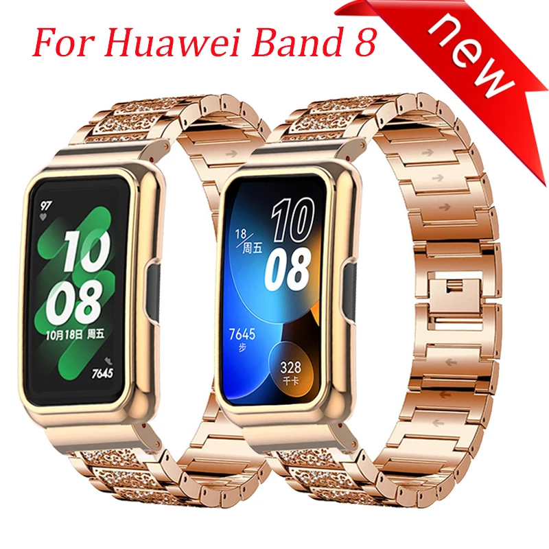 

Браслет с бриллиантами для Huawei Band 8 7 6, металлический защитный чехол для браслета Huawei band 8, Аксессуары для браслета