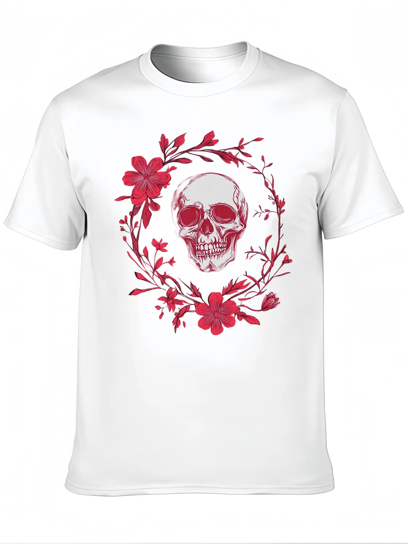 Premium Cotton Men's Crew Neck Tee With Symbolic Print Halloween Gift Double Sided Design Outdoor Comfort Machine Washable For A