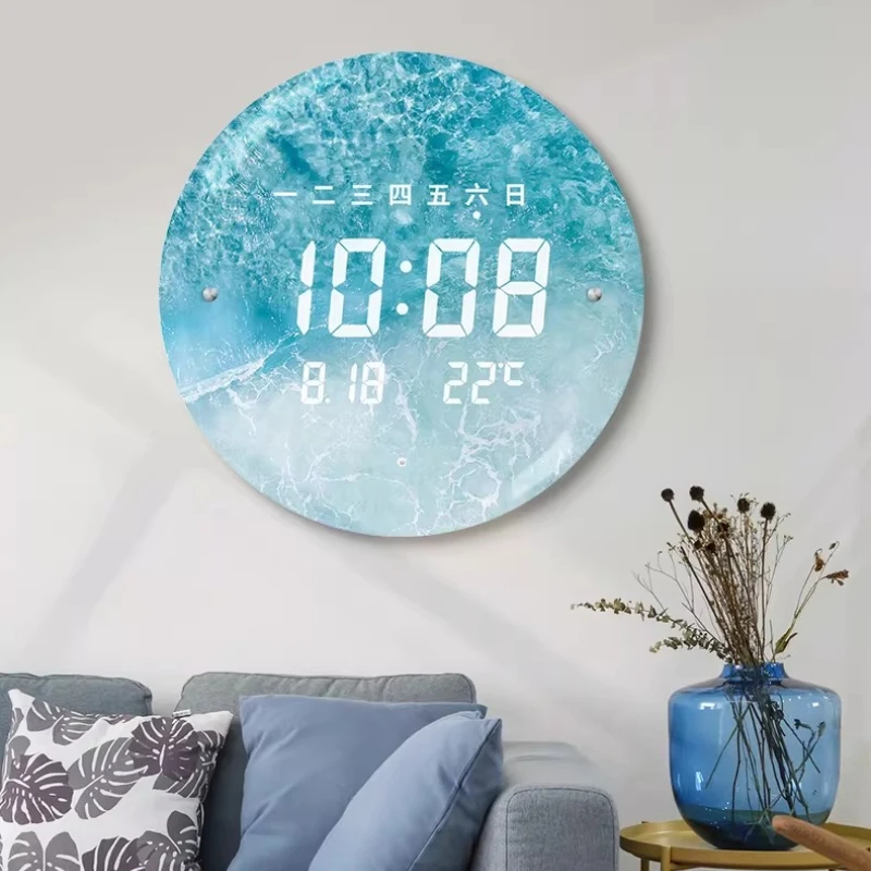 Creative Intelligence LED Digital Wall Clock Living Room Home Perpetual Calendar Silent Wall Clock Room Decoration Digital Clock