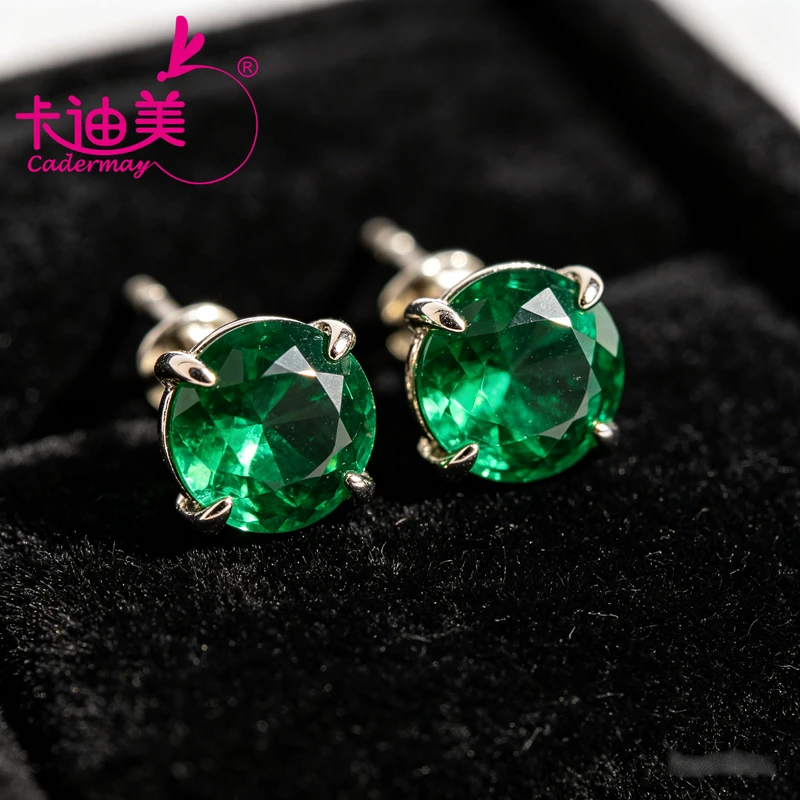 Pendientes de plata de ley S925 con esmeralda hidrotermal cultivada en laboratorio, color verde Muzo con inclusiones, para mujer, joyería fina.
