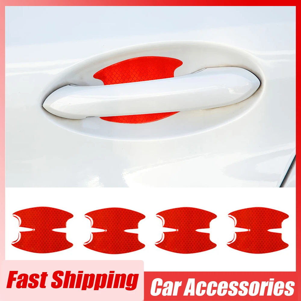 4 قطعة باب السيارة المعصم مقاومة للخدش حماية قطاع الباب السلطانية تحذير عاكسة المضادة للتصادم ملصقات اكسسوارات السيارات