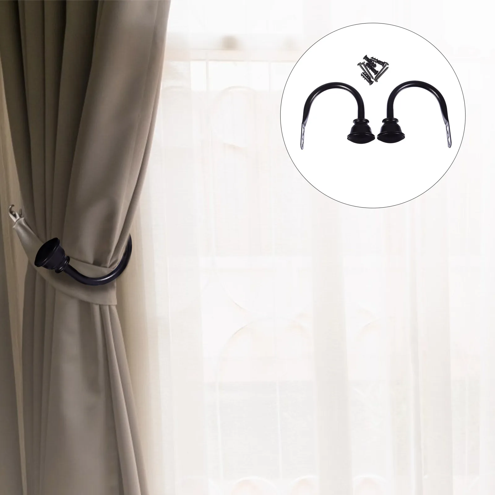 

2Pcs Home Curtain Hooks Accessories Iron U-Shape Wall Mounted Hangers for Drapes Tiebacks Coats Bags Jewelry Cooking Ware
