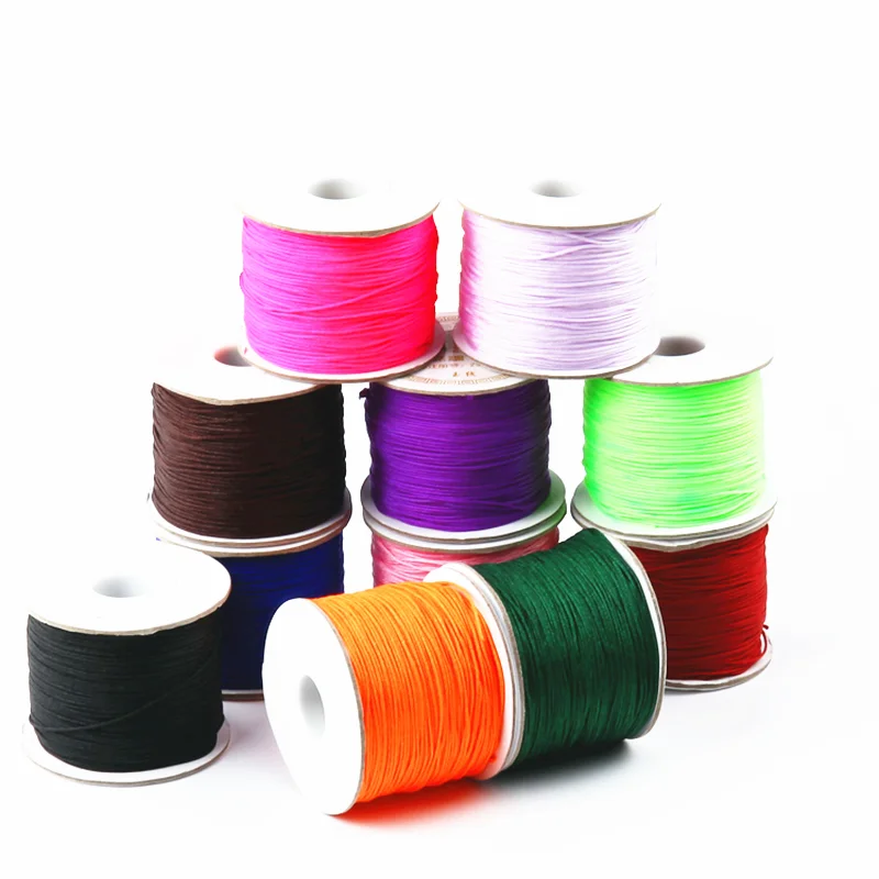 50 jardów/rolka 0.8mm nylonowy sznurek nici chiński węzeł makrama bransoletka ze sznurka pleciony sznurek DIY Craft biżuteria bransoletki dokonywanie znalezienie — zdjęcie 5