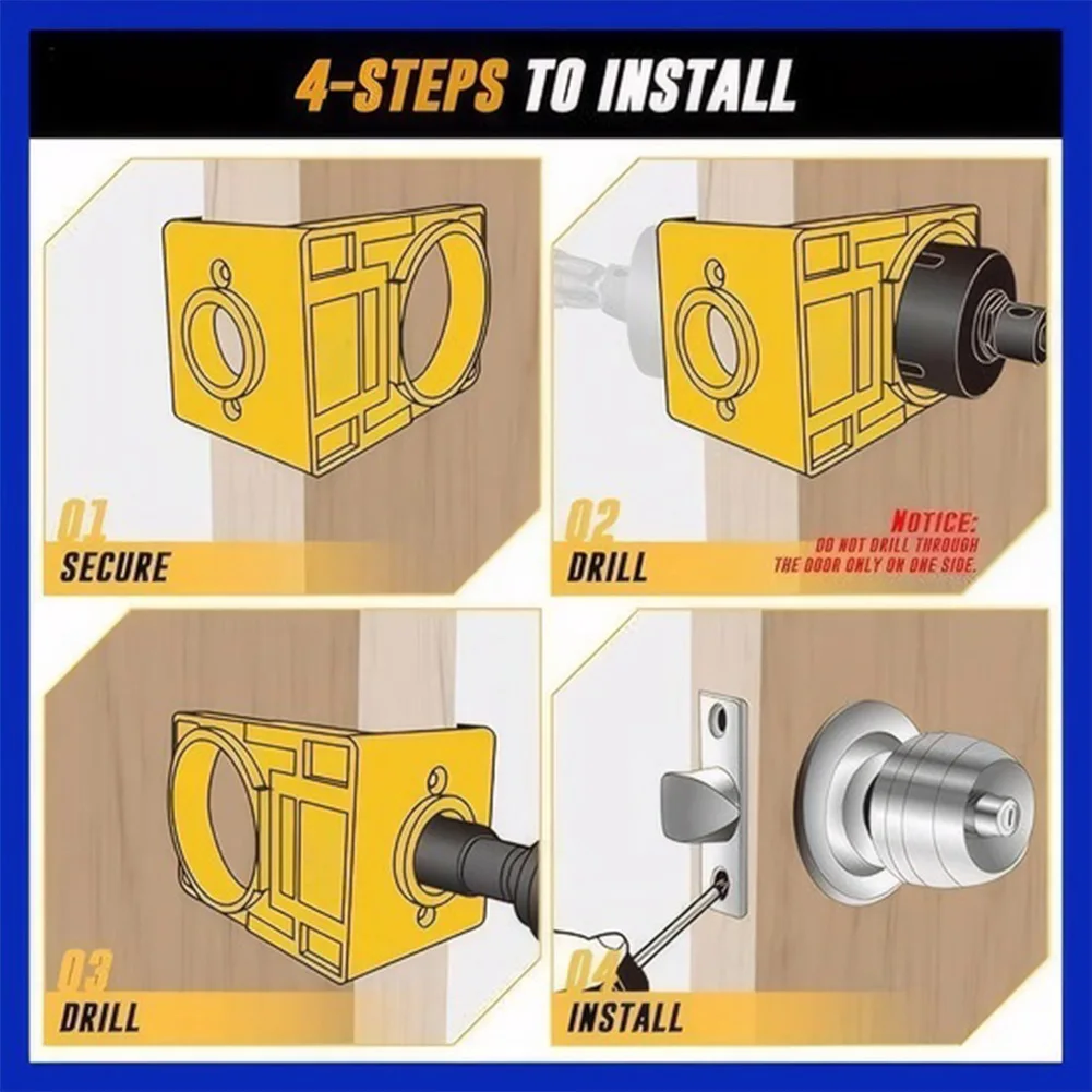 1-3/8 Inch - 1-3/4 Inch Door Lock Installation Kit Carbon Steel Door Lock Installation Set with Guide Template for Wooden Doors