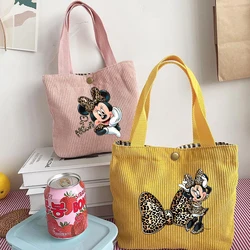 Minnie Mouse Women's ShoulderBag Cartoon Lady Crossbody Bags Messenger Tote Bag Female Corduroy Trendy Handbag Shopping Bag Gift