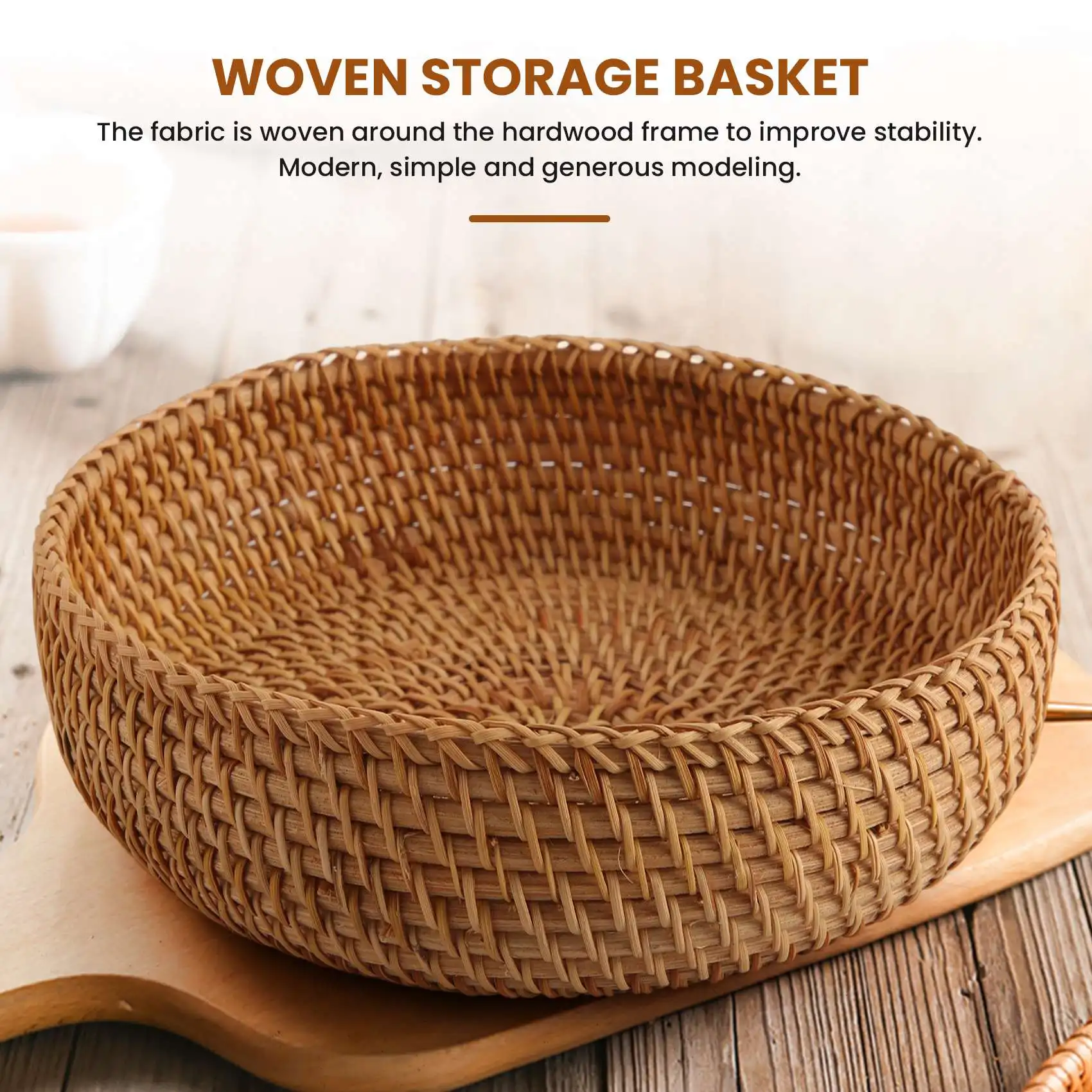 Cestino portaoggetti rotondo intrecciato in Rattan autunnale fatto a mano cestino per il pane in Rattan per cucina cibo Picnic pane Sundry Mini
