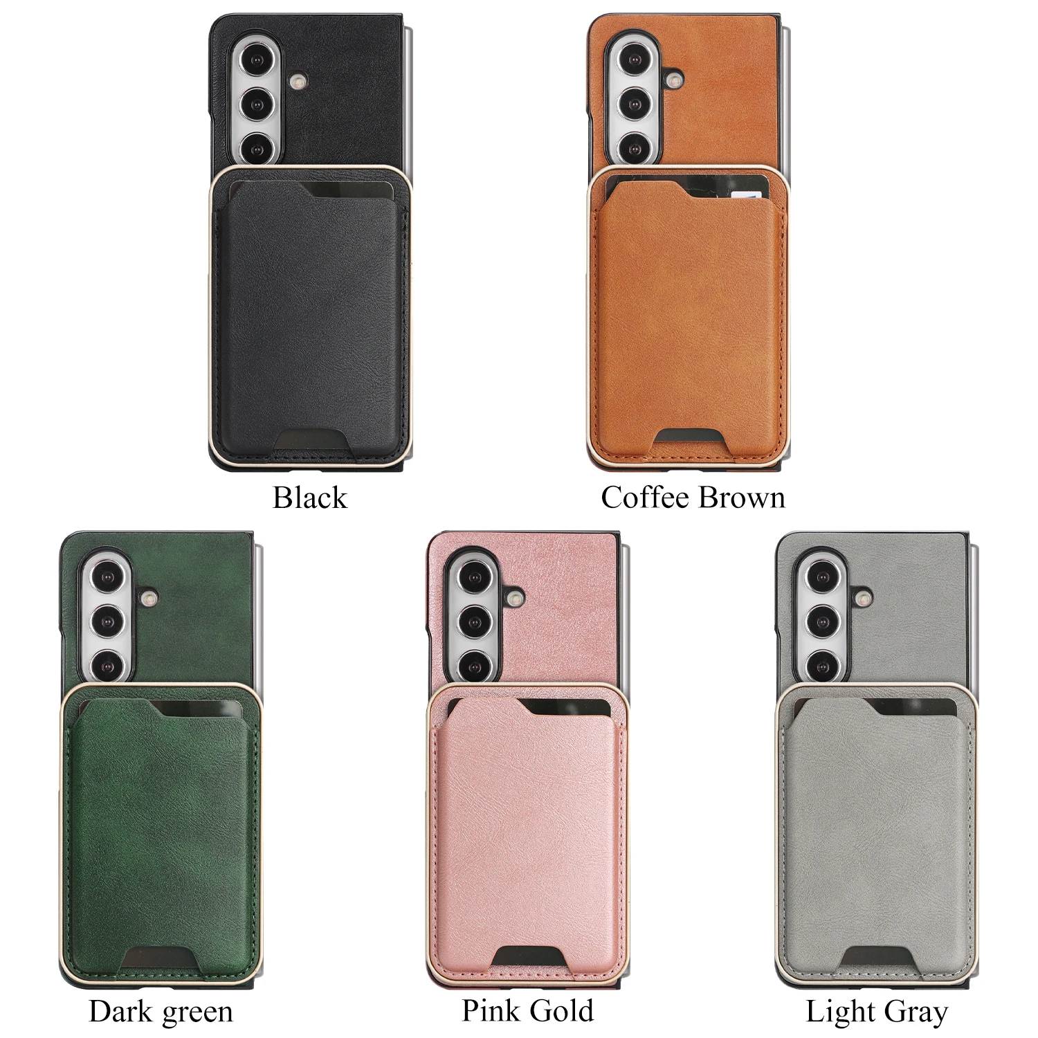 الأعمال 2 في 1 رقيقة جدا المغناطيسي بطاقة جلدية Solt المحفظة الحال بالنسبة لسامسونج Z أضعاف 7 6 5 4 شحن لاسلكي غطاء مقاوم للصدمات #2