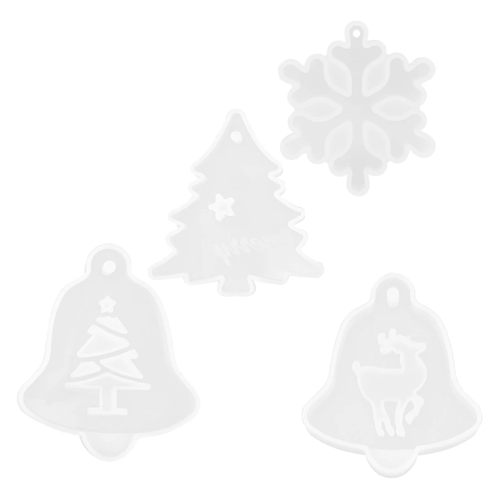 

4 Pcs Silicone Mold for Crystal Epoxy DIY Christmas Hanging nament Non Stick Eco Friendly Durable H made Gifts