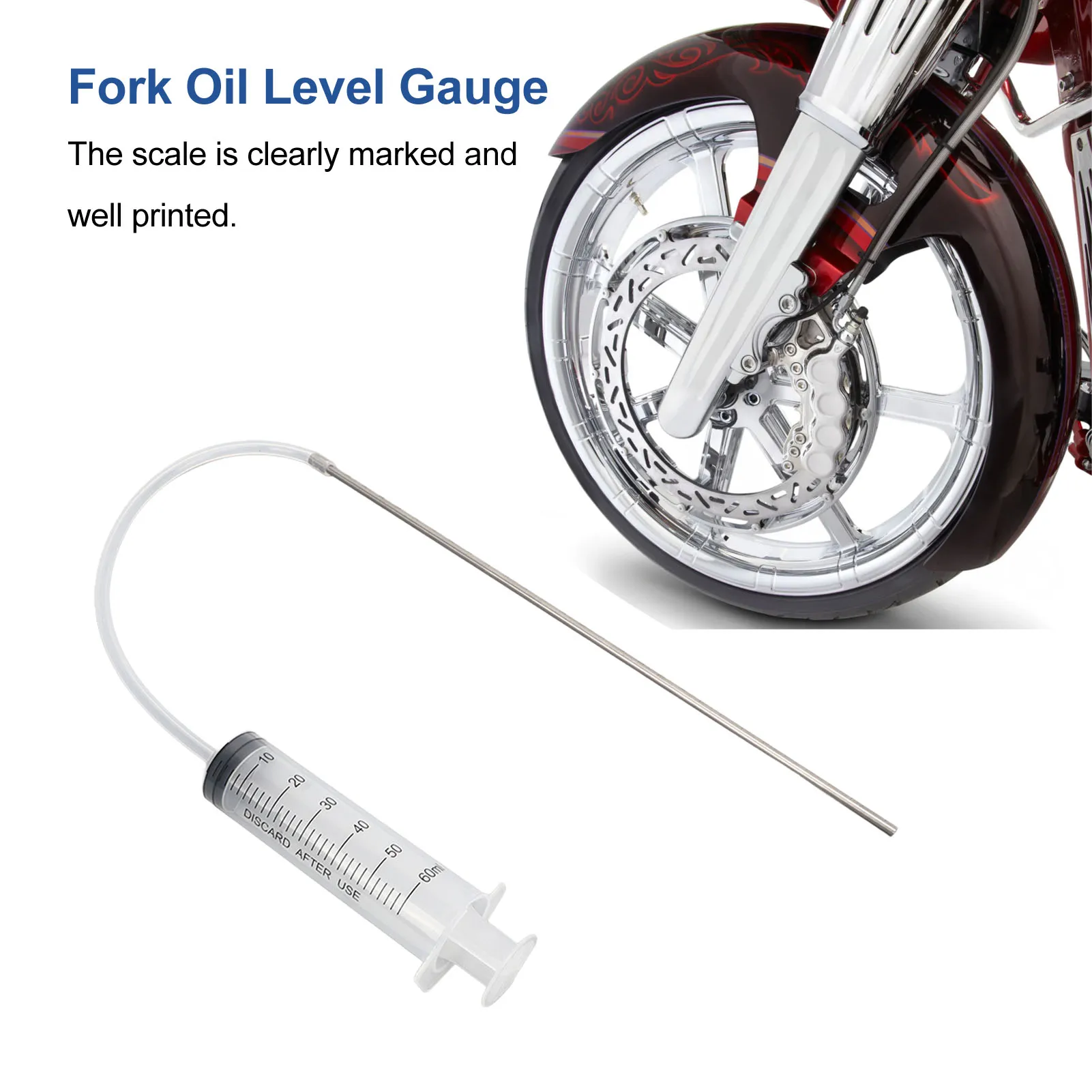 

Universal Fork Oil Level Gauge, Motorcycle Fork Oil Level Adjuster, 0-300mm Range Measuring Tool with Accessories