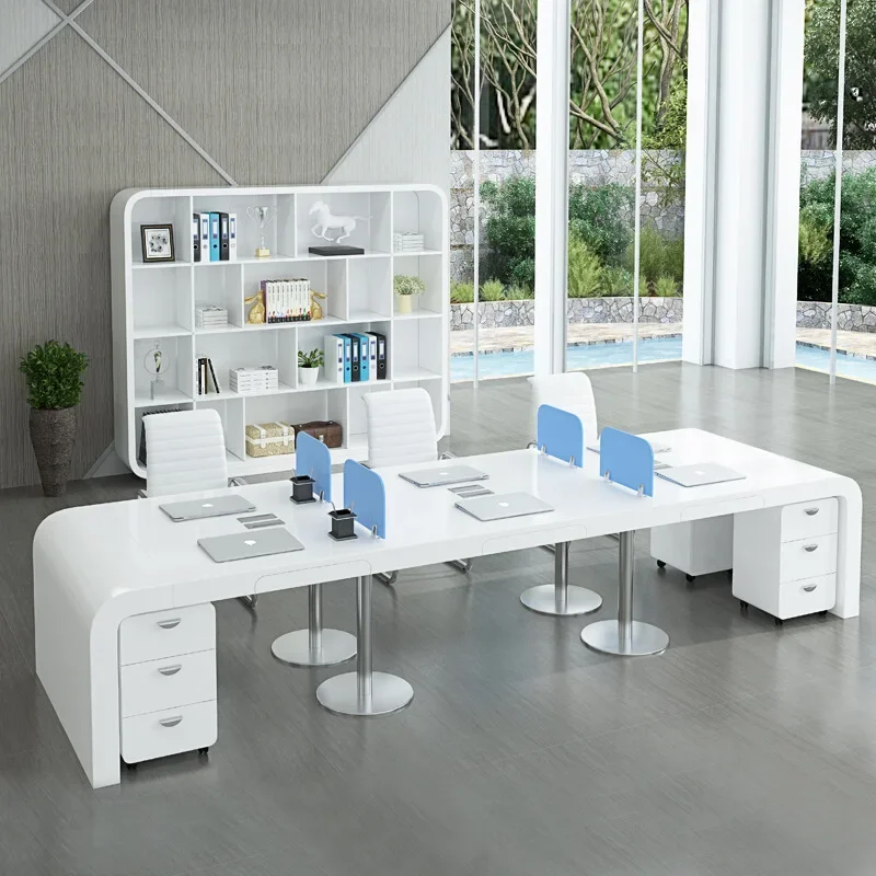Painted office desk and chair combination staff table computer table card space table simple and modern