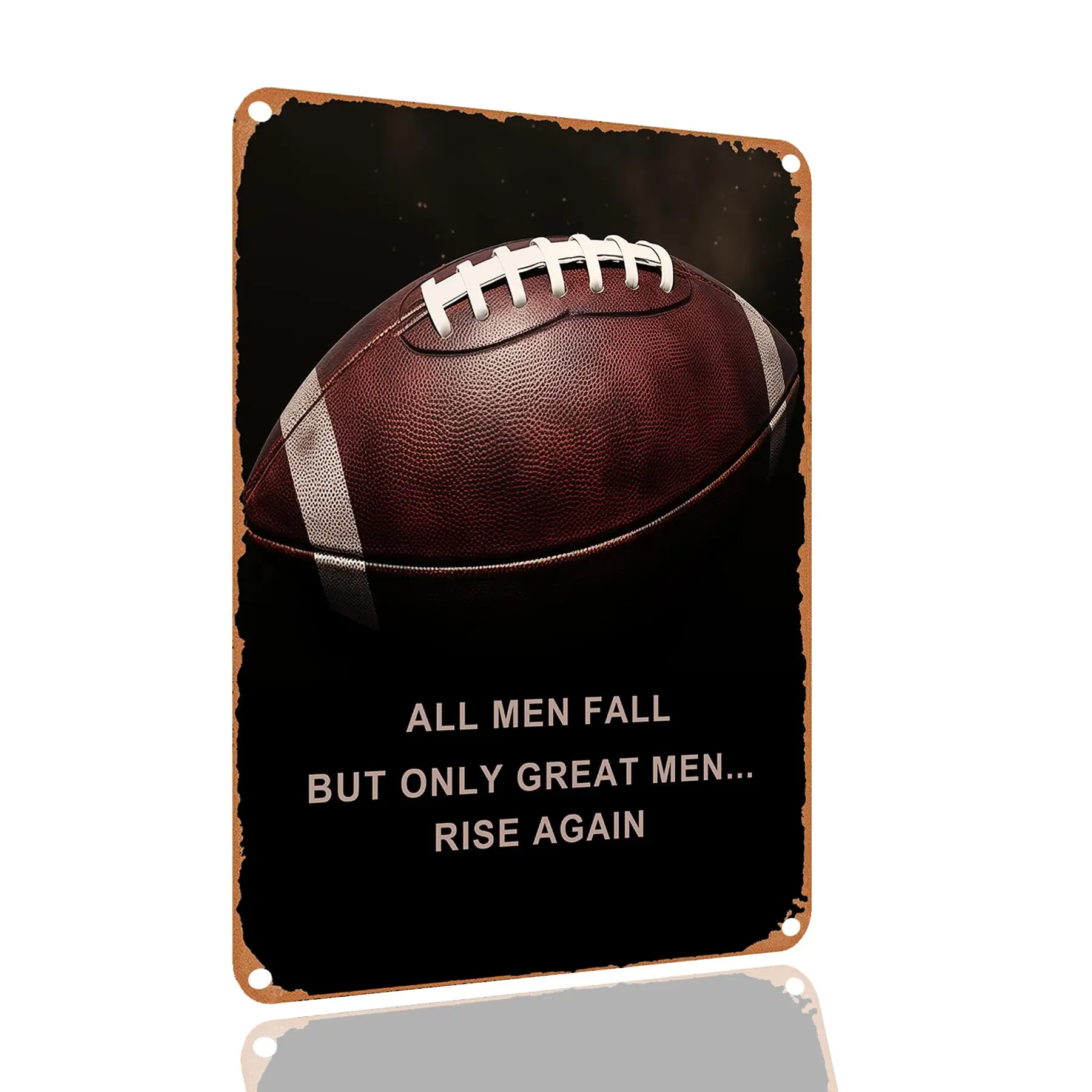 SANTUKEY Football Vintage Tin Sign Wall Decor Football Sports Wall Art Motivational Aluminium Sign For Boys Men Teenage Room Bed