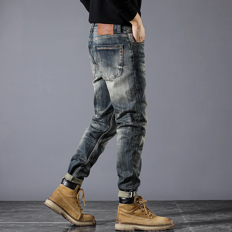 High-end heavy wash wide leg loose straight men\'s jeans fall and winter 2024 new pants high street retro men\'s pants