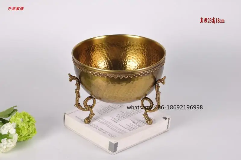 Shengzhao Home Decoration India Imported Old Noble Luxury Handmade Pure Copper Yellow Plate Candy Plate Fruit Plate Home Model