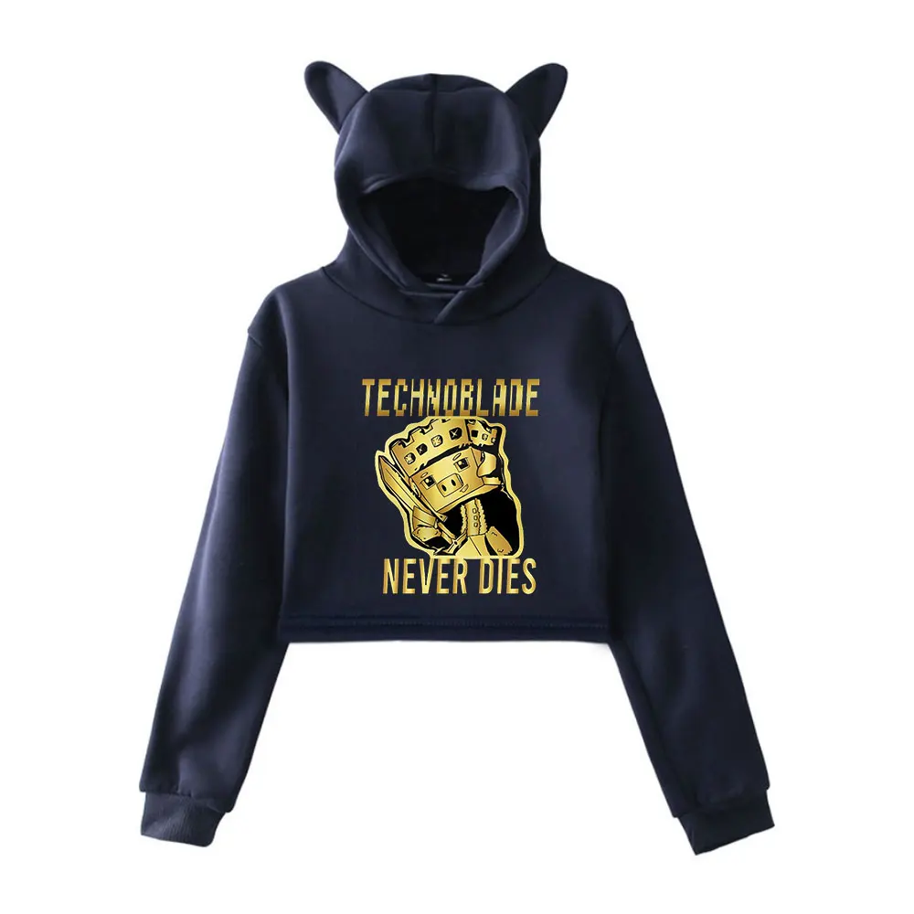 Hot technoblade Merch Hoodies Sweatshirts for Girls Cat Ear Crop Top Hoodie Youth Streetwear technoblade Merch Dream SMP Merch