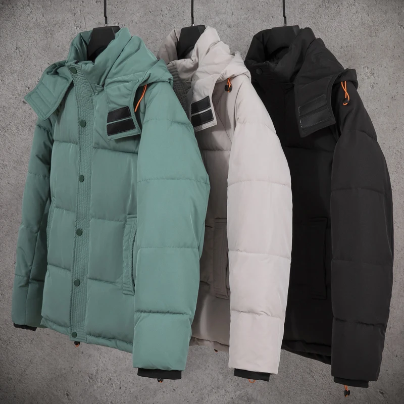 Chaquetas de invierno con capucha para hombre, abrigos acolchados de algodón a la moda, Parkas informales gruesas y cálidas de Color sólido, 2023