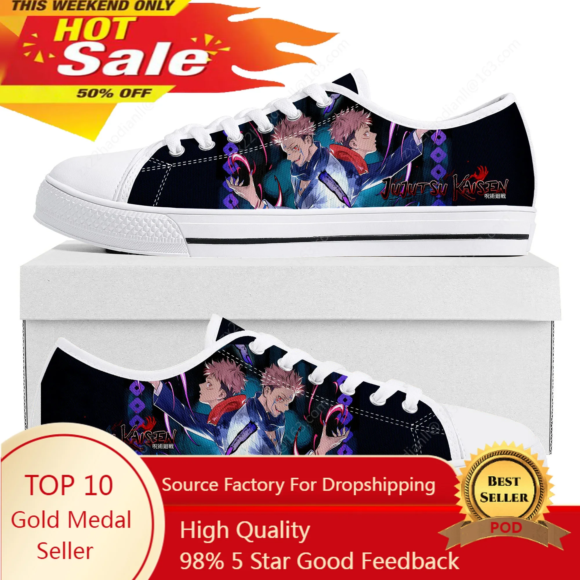 Jujutsu Kaisen Itadori Yuji Low Top Sneakers High Quality Canvas Sneaker Mens Womens Teenager Couple Casual Shoes Custom Shoe