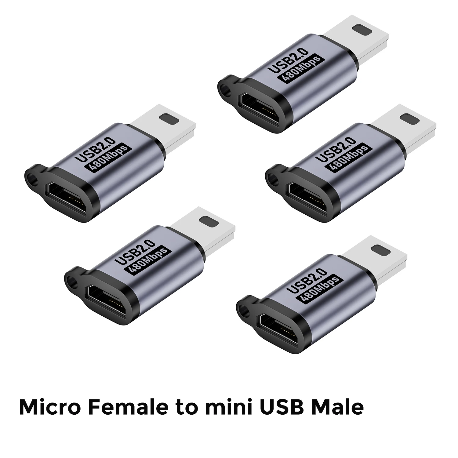 USB-C-Buchse auf Mini-USB-Stecker Adapter, Micro-USB auf USB-C Adapter, 480Mbps Datenübertragung, Schnelllade-Konverter für Telefon