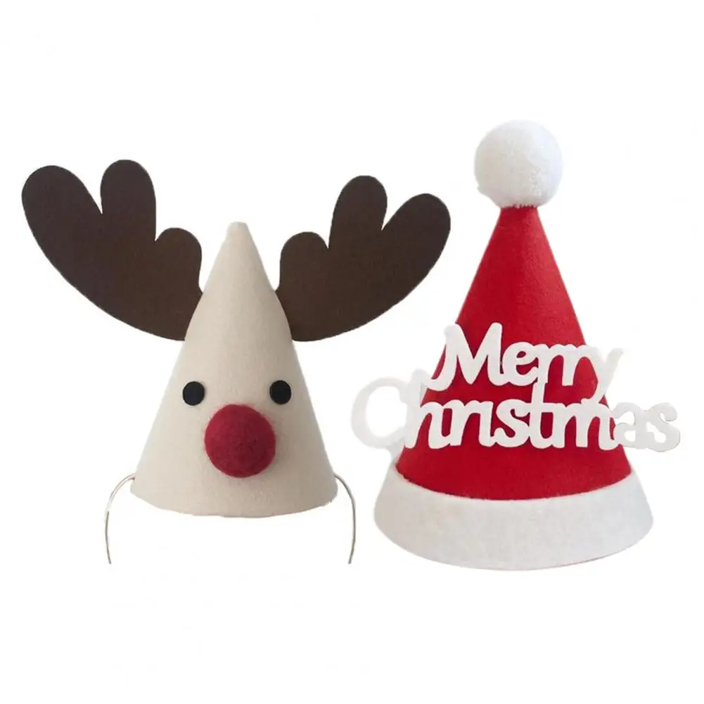 2024 Christmas Hat Non Woven Fabric Decorative Tree Elk Xmas Party Cap for Kids Christmas Hats