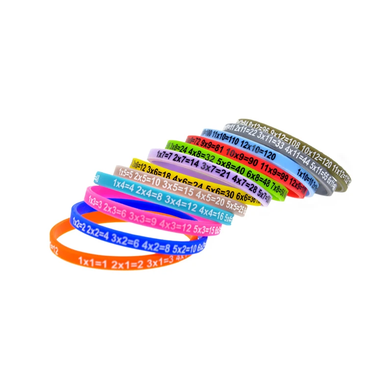 120 Stück lustige Silikonarmbänder mit Multiplikationstabellen, ein unverzichtbares Lernwerkzeug für Mathematik, pädagogisches Armband für Kinder, verschiedene Farben. – Detail 7