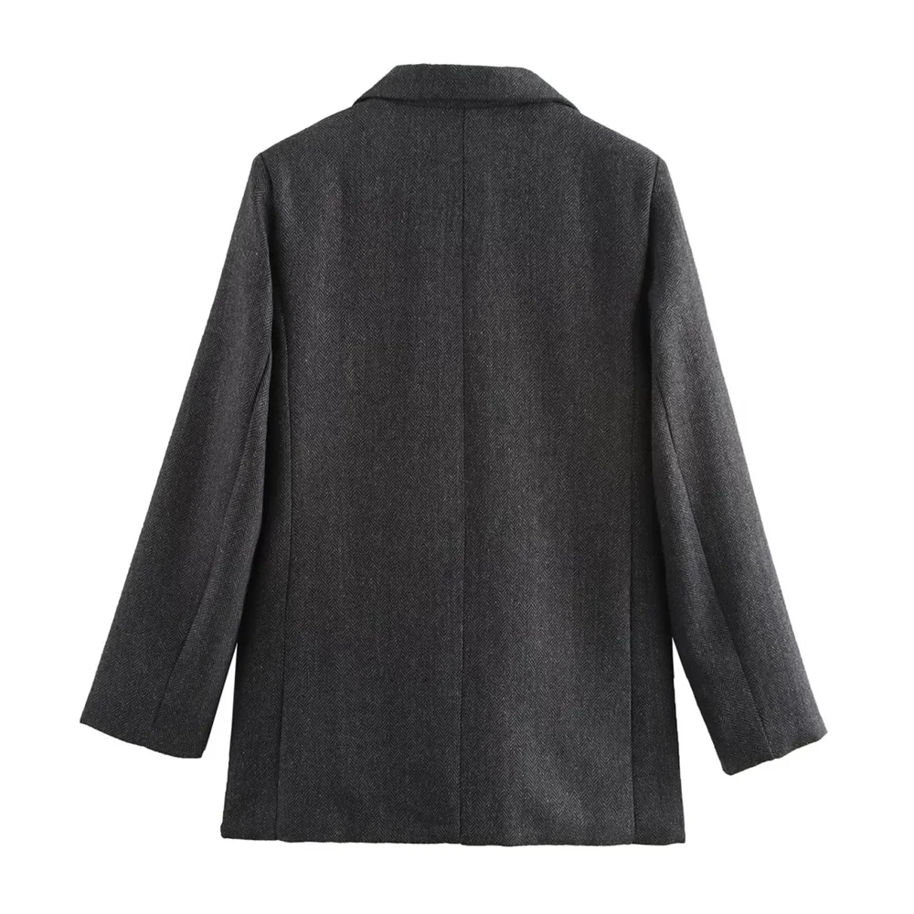 RARF-Veste de costume à double poche pour femme, tube droit alertes onal à chevrons doux, vêtements d'automne et d'hiver, nouveau, 2024