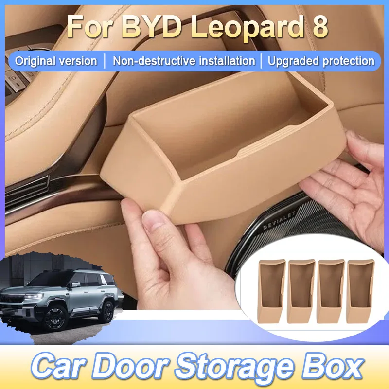 

For BYD Leopard 8 2024 2025 Denza B8 FangChengBao 8 Car Door Storage Box Modification Armrest Silicone Door Handle Auto Interior