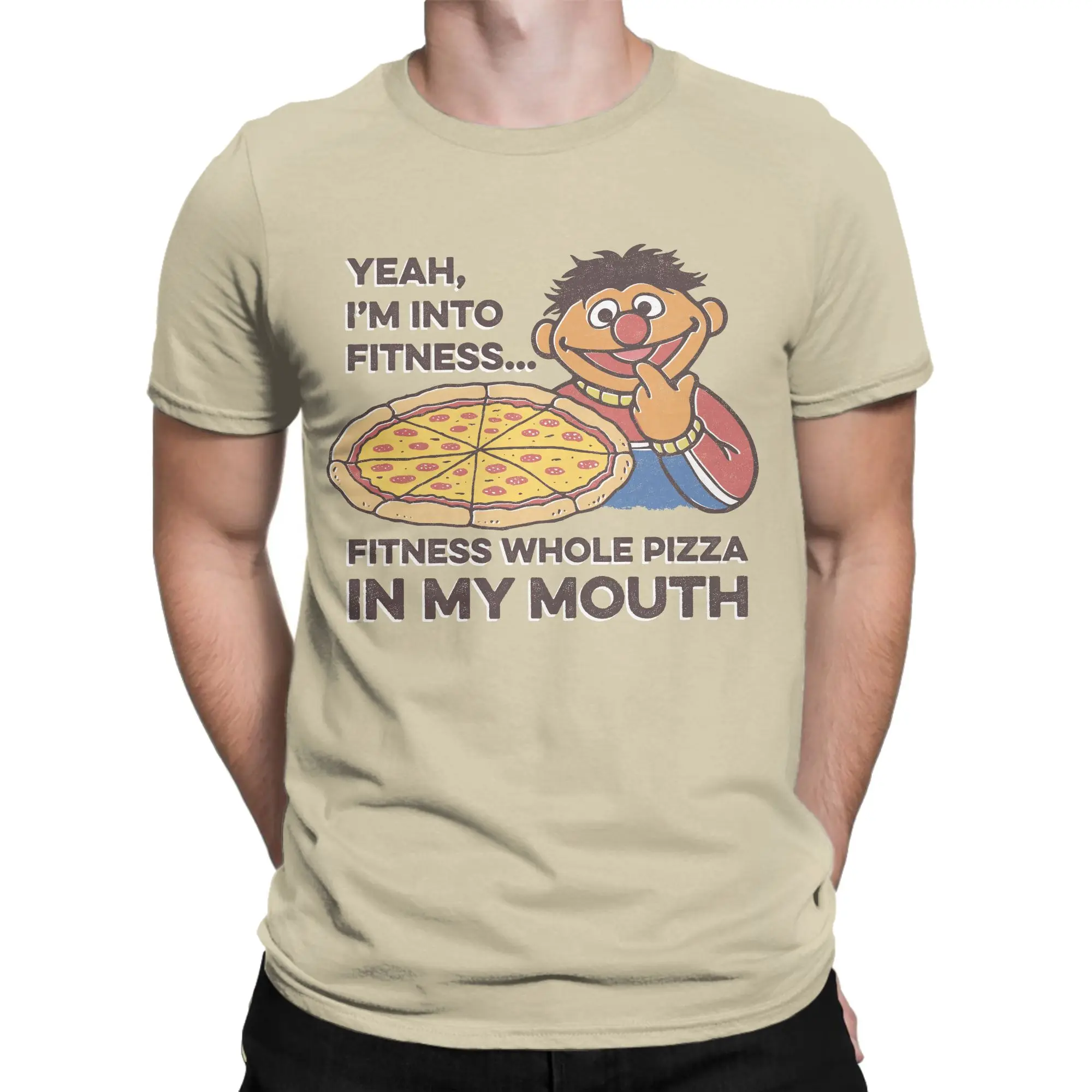 Sesames Streets Ernie Yeah, I'm into Fitness T-Shirt Men Women  100% Cotton Tees Crew Neck Short Sleeve T Shirts Party Clothing