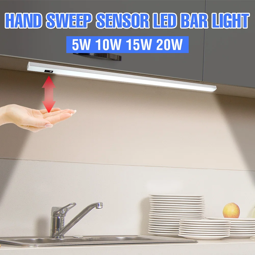 

5V PIR USB Cabinet Light Hand Sweep Motion Sensor LED Light Bar Kitchen Closet Lamp LED Bar Backlight Lighting 20 30 40 50 CM