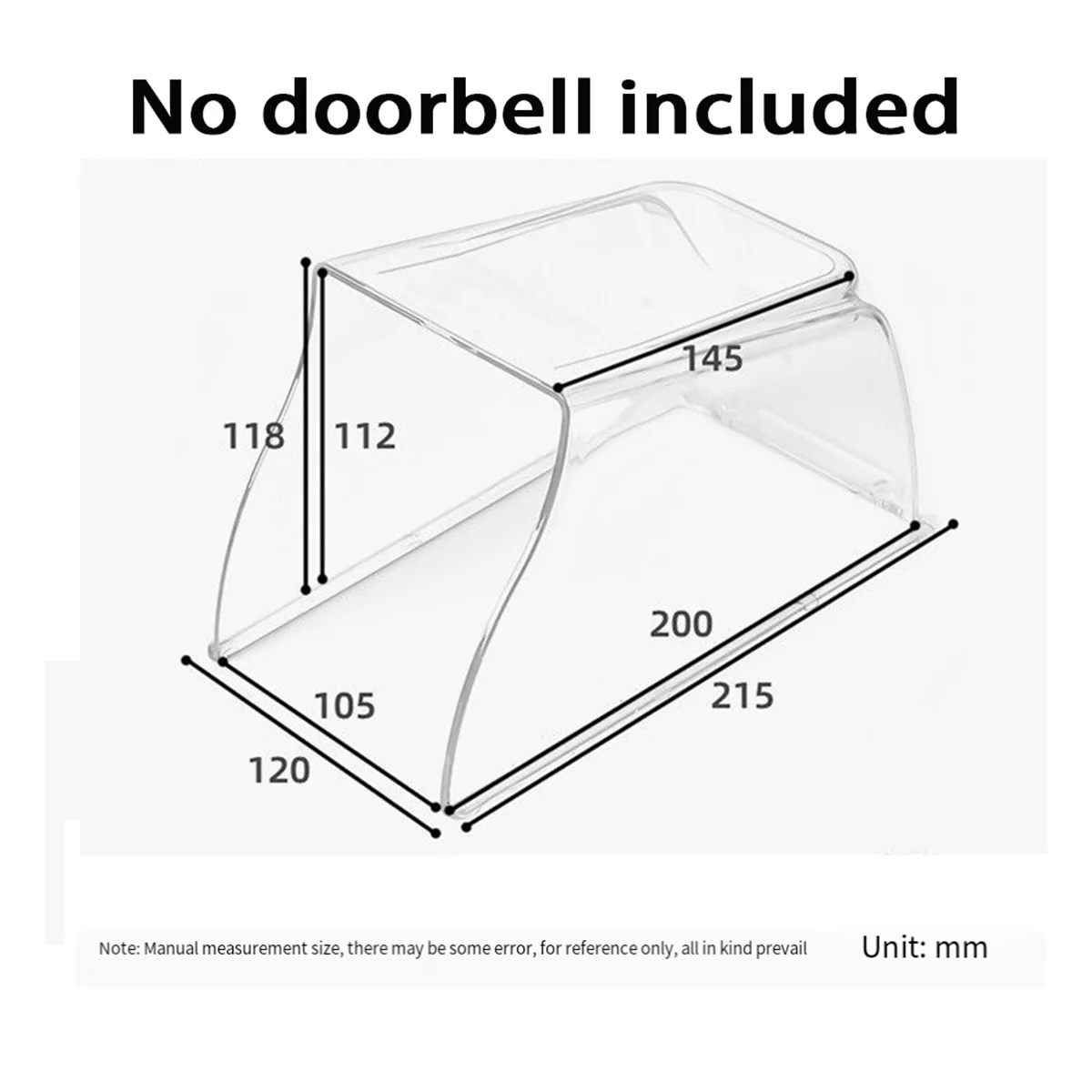 Cubierta de plástico para lluvia de timbre alargado, cubierta impermeable transparente, Protector resistente a la intemperie, accesorio para timbre