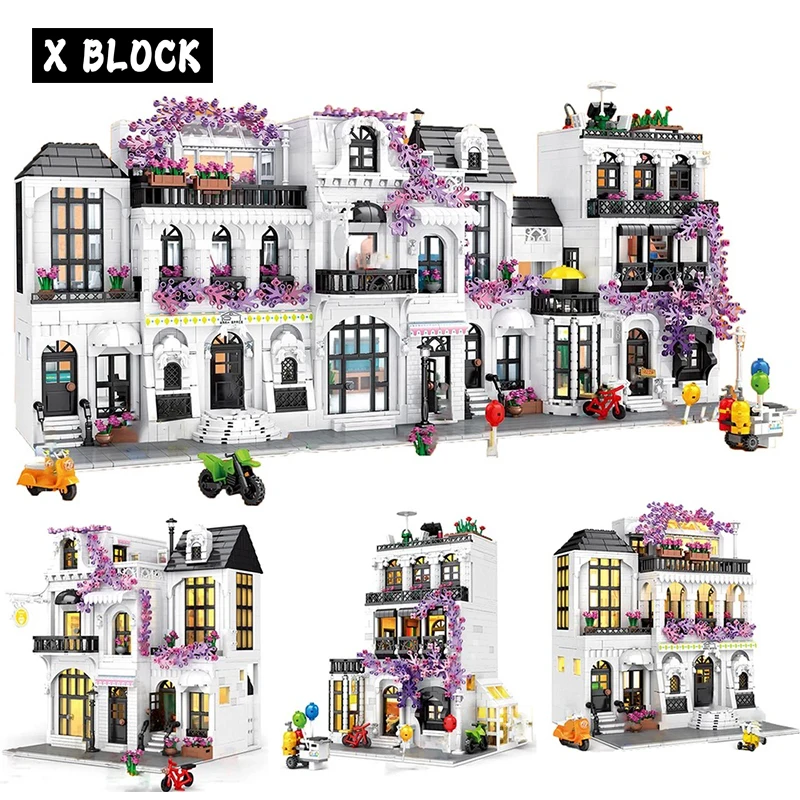 

Creative European Style Architecture Building Blocks Model European Flower Street Series MOC Villa Ideas Brick Boy Toy for Adult