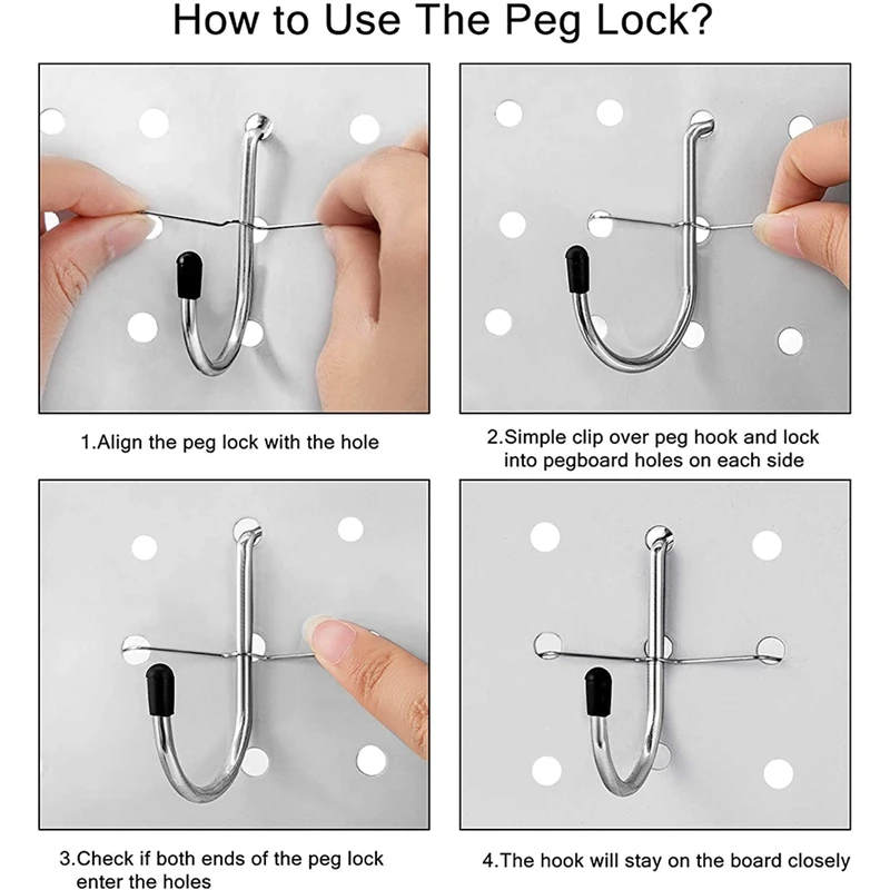 Pegboard Hooks Assortment, Plastic Bins, Peg Locks For Organizing Storage System, 202 PCS,70 Of Which Are Locks