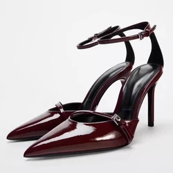 Elegant High Heeled Women's Shoes Patent Leather Pointed Toe Sexy Red Weddings Bridal Pumps Ladies Designer Luxury Stilettos
