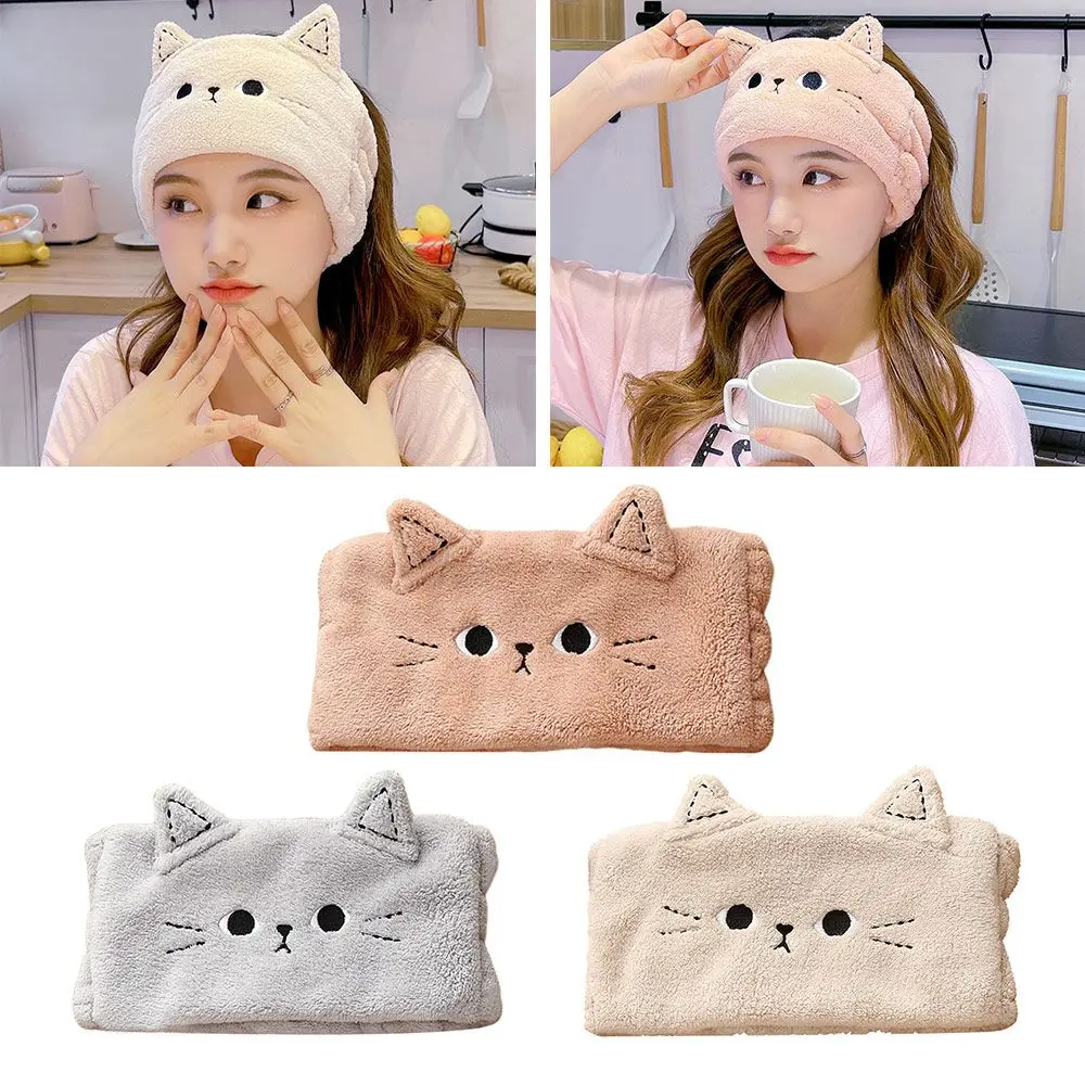 Soft Hair Accessories Coral Fleece Turban Headwear Wash Face Headbands Cat Hairbands