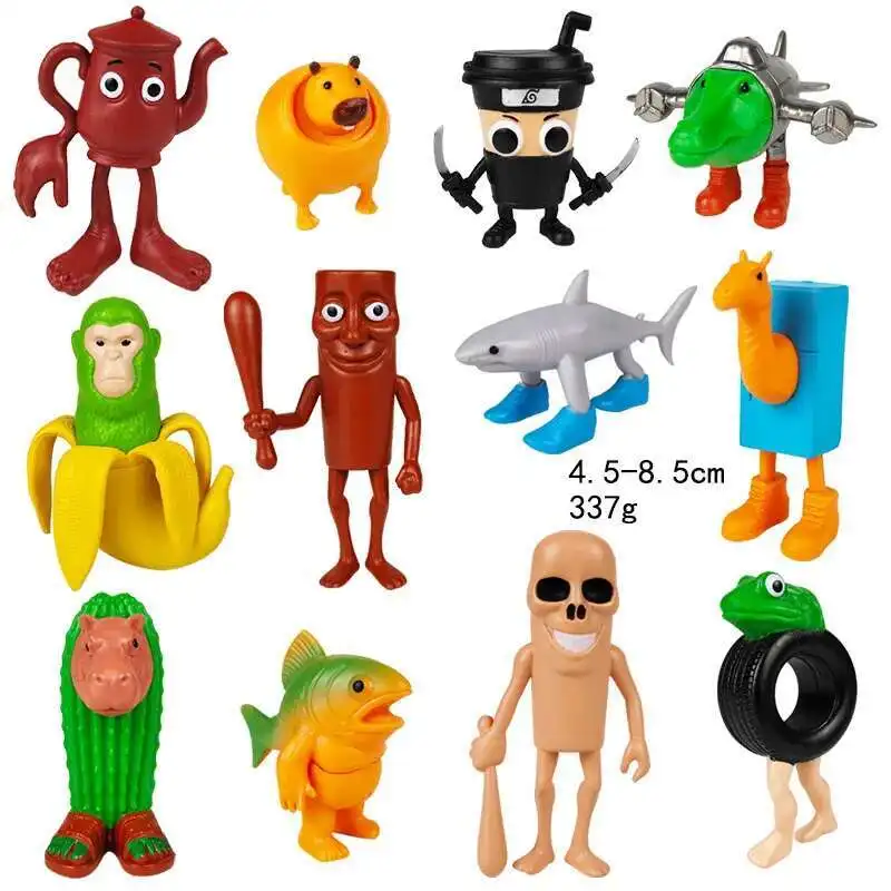 Figura Kawaii italiana Brainrot AI animales Tung Tung Sahur 5/6/8/12/18 Uds Tung Tung Sahur figura de acción para regalos de chico