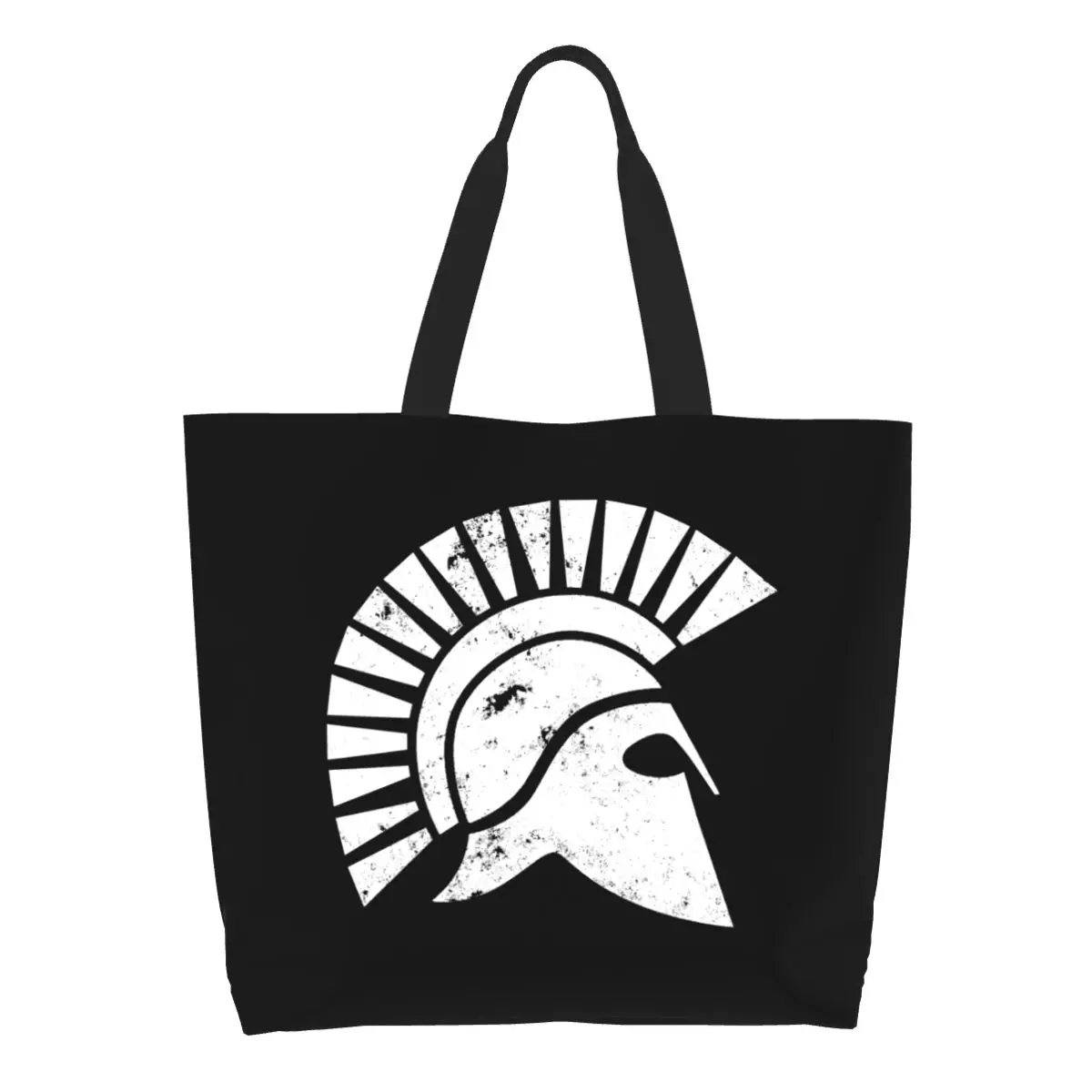 Custom Retro Spartan Molon Labe Helmet Canvas Shopping Bag Women Reusable Big Capacity Groceries Shopper Tote Bags