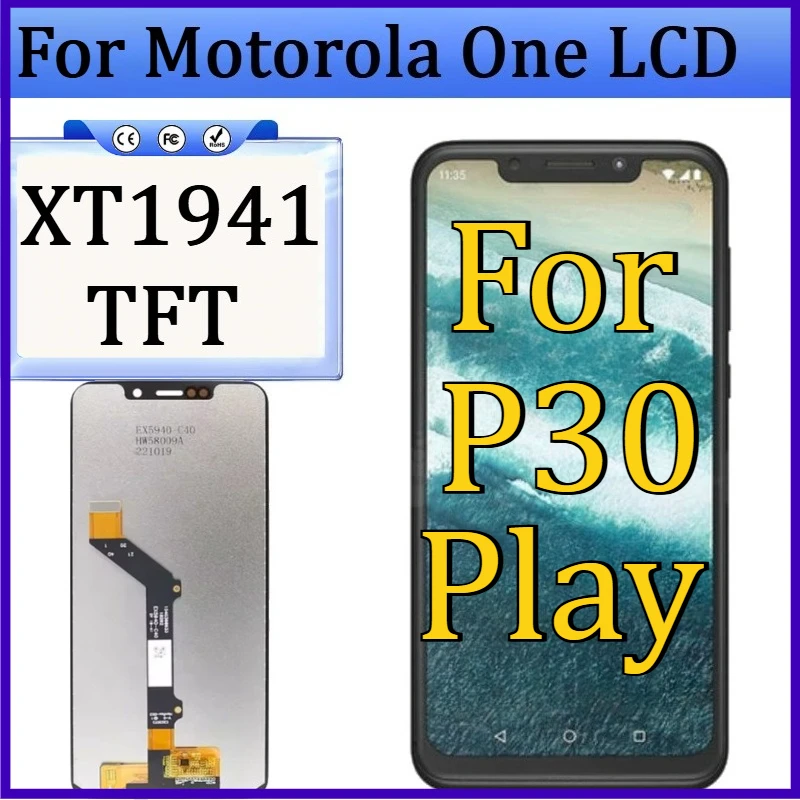

New TFT Screen For Motorola One XT1941 LCD Display With Touch Screen Assembly for Motorola One P30 Play Screen NO Frame