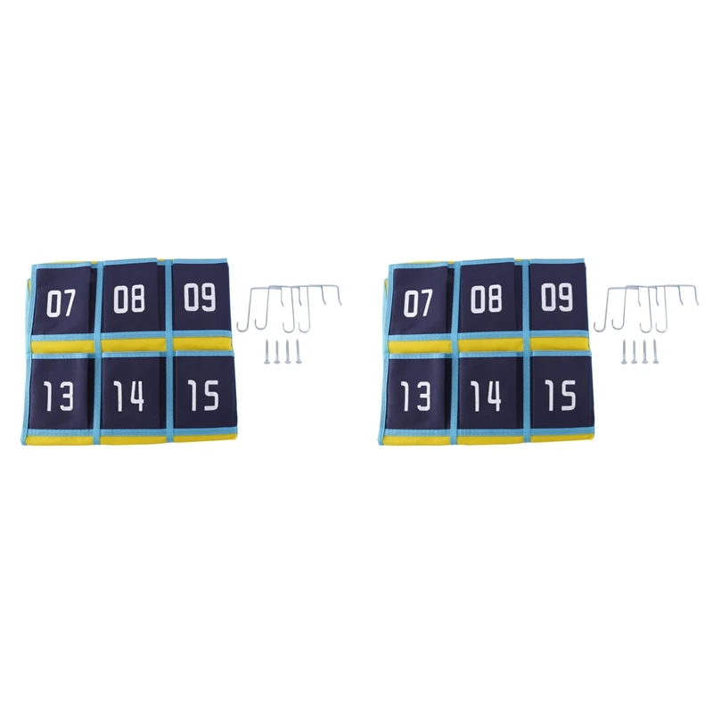 

2X Numbered Pocket Chart Classroom Organizer For Cell Phones Calculator Holders (30 Pockets, Blue Pockets)