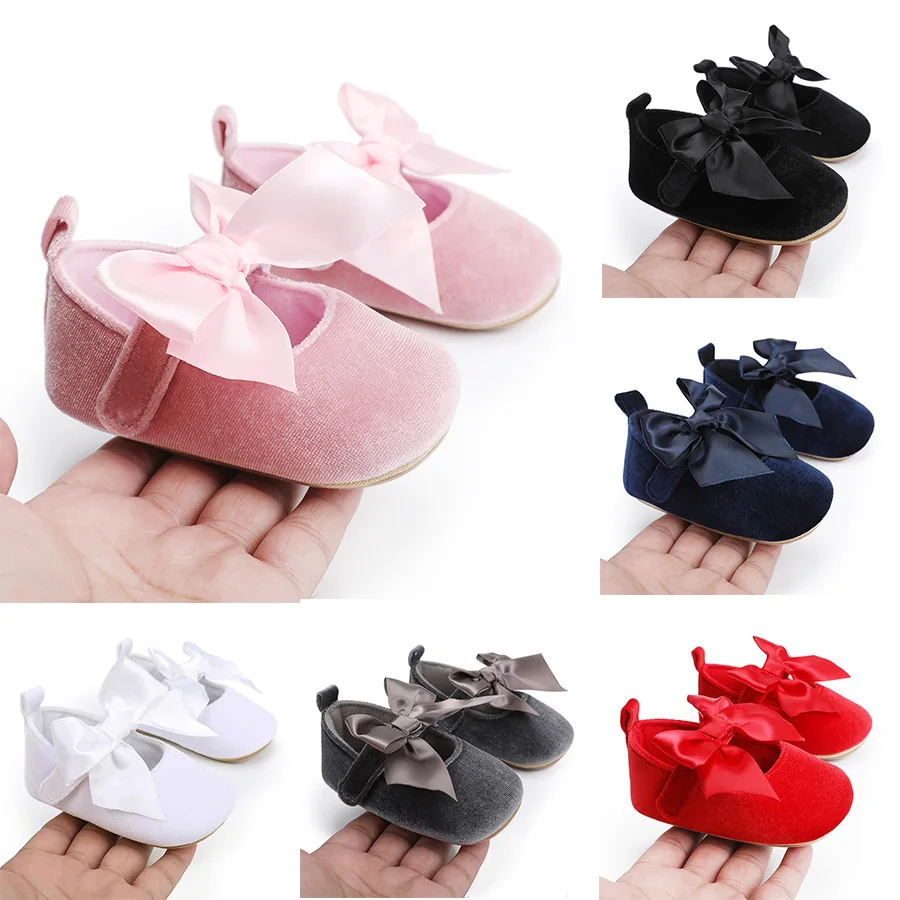 

Spring and Autumn Baby Butterfly Knot Fashion Fluffy Princess Shoes 0-1 Year Old Baby Shoes Sneakers