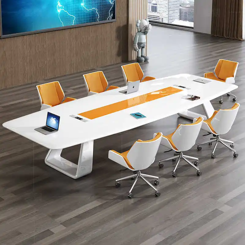 

Painted conference table, long table, simple modern and fashionable office, large negotiation table and chair combination