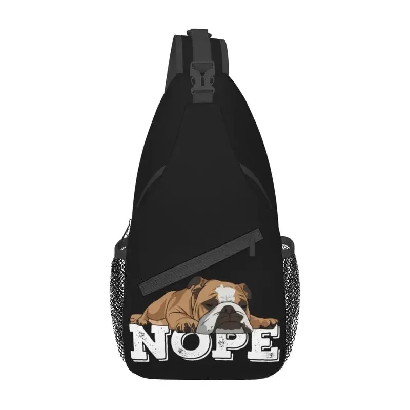 Cool French Bulldog Says Nope Sling Bags for Cycling Camping Men's Funny Animal Dog Crossbody Chest Backpack Shoulder Daypack